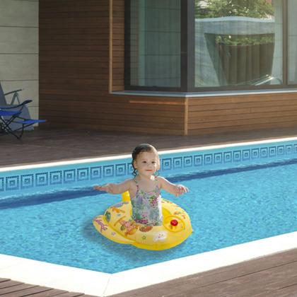 Imagem de Boia Bote Redondo Carrinho Menino Menina Verão Cor Amarelo