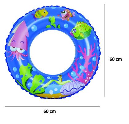Imagem de Boia Circular de Cintura Inflável Infantil com Franja Fundo do Mar 60 cm