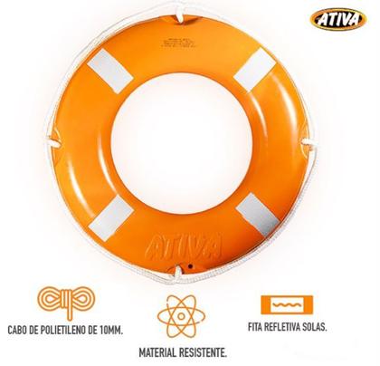Imagem de Boia Circular Salva Vidas 50cm Classe II (1,7kg) - Ativa Náutica