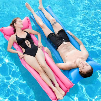 Imagem de Boia Colchão De Piscina Grande Inflável Bronzeador Azul