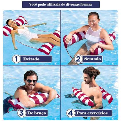 Imagem de Boia Colchão Inflável Piscina Grande Rede Adulto Praia Verão