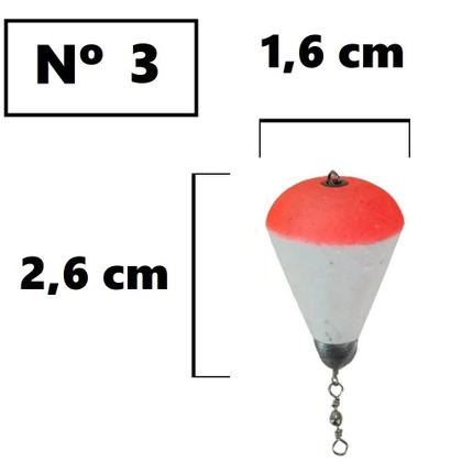 Imagem de Boia de Arremesso Simples Com Chumbada e Girador Nº 3 (1,5g) - 5 Unidades