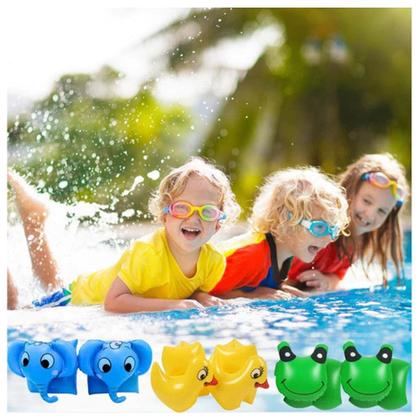 Imagem de Boia de Braço Infantil Bichinhos Sapo Pato Inflável Piscina Natação Verão