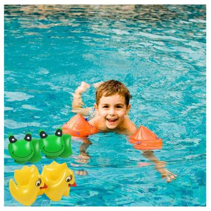 Imagem de Boia de Braço Infantil Bichinhos Sapo Pato Inflável Piscina Natação Verão