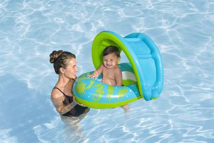 Imagem de Boia De Piscina Infantil Bebê Criança C/ Cobertura Bestway