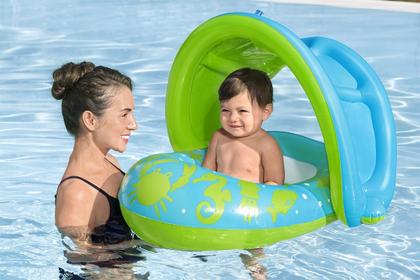 Imagem de Boia De Piscina Infantil Bebê Criança C/ Cobertura Bestway