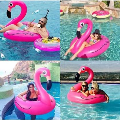 Imagem de Boia Flamingo Adulto Rosa 120cm Inflável Piscina Praia