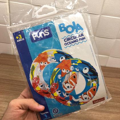 Imagem de Boia Infantil Circular Para Piscina Praia Oceano Fun Translúcida 50 Cm - Wellmix