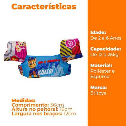 Imagem de Boia Infantil Colete Salva-Vidas Chase Patrulha Canina 25kg para Piscina - Etitoys