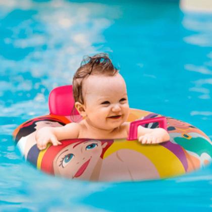 Imagem de Boia Infantil com Fralda Bote Inflável Princesas Disney Rosa
