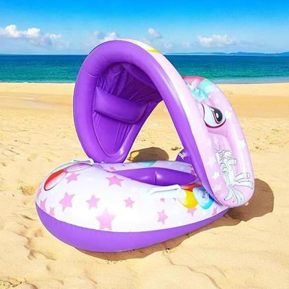 Imagem de Boia Infantil Com Proteção Solar Cobertura Bote Bebe Piscina