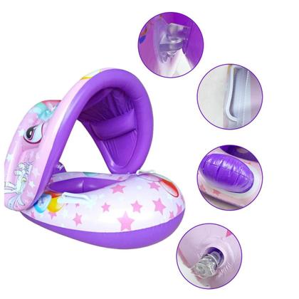 Imagem de Boia Infantil Com Proteção Solar Cobertura Bote Bebe Piscina