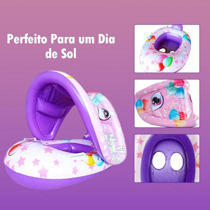 Imagem de Boia Infantil Com Proteção Solar Cobertura Bote Bebe Piscina