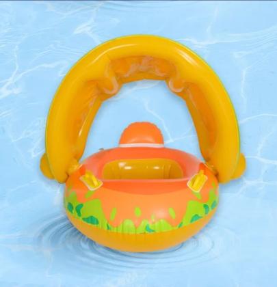 Imagem de Boia Infantil Com Proteção Solar Cobertura Bote Bebe Piscina