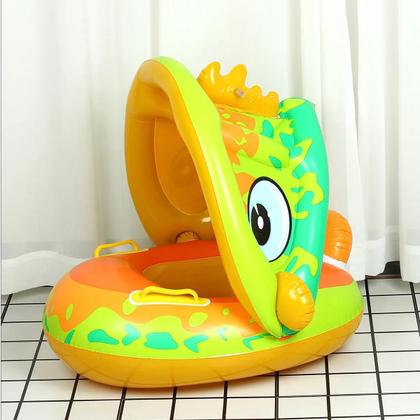 Imagem de Boia Infantil Com Proteção Solar Cobertura Bote Bebe Piscina
