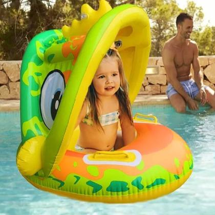 Imagem de Boia Infantil Com Proteção Solar Cobertura Bote Bebe Piscina