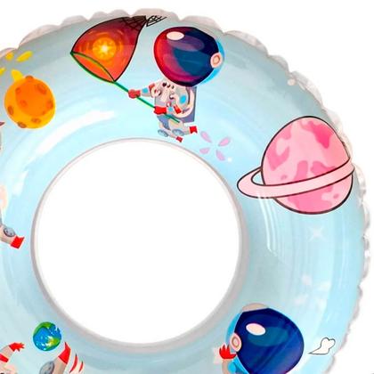 Imagem de Bóia Infantil Inflável 60cm com Estampa de Astronauta  Para Crianças a partir de 3 Anos  Leve e Segura
