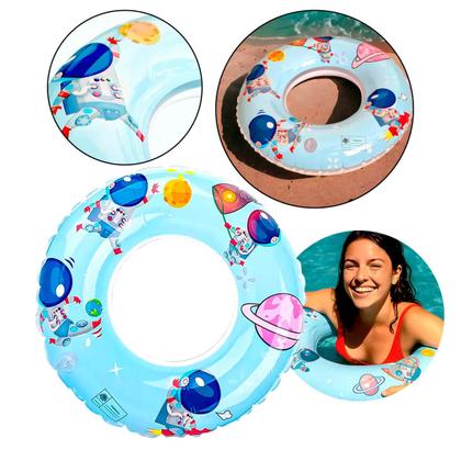 Imagem de Bóia Infantil Inflável 60cm com Estampa de Astronauta  Para Crianças a partir de 3 Anos  Leve e Segura