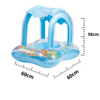 Imagem de Boia Infantil Inflável para Bebês com cobertura Proteção Solar Baby float Kids Menina Rosa