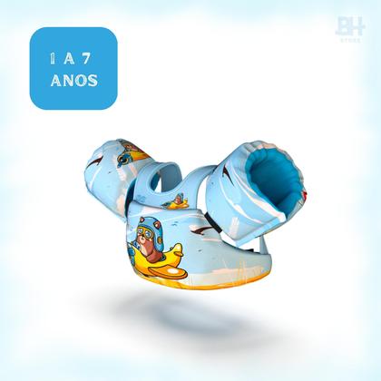 Imagem de Boia Infantil Para Pisicina Praia com Colete Salva Vidas Estampas Divertidas Nash Animais Safari Não Fura Segura Inmetro