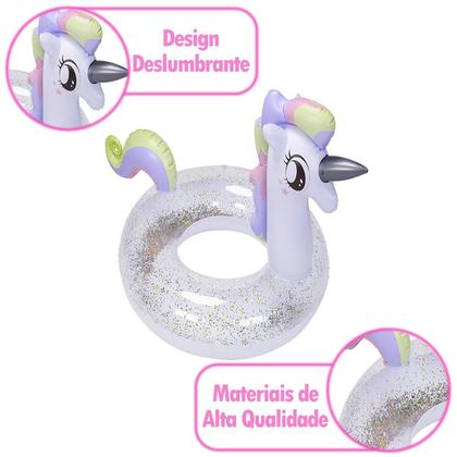 Imagem de Boia Infantil Unicórnio Bichinhos Inflável Piscina Verão