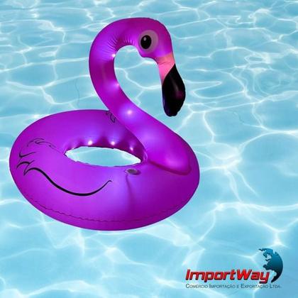 Imagem de Boia Inflável De Flamingo Rosa C/ Led Importway Para Piscina