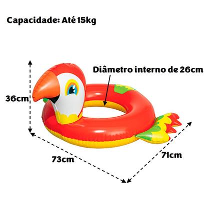 Imagem de Boia Inflável Infantil Animais Circular Com Abertura Para Piscina Verão - 96700 Belfix