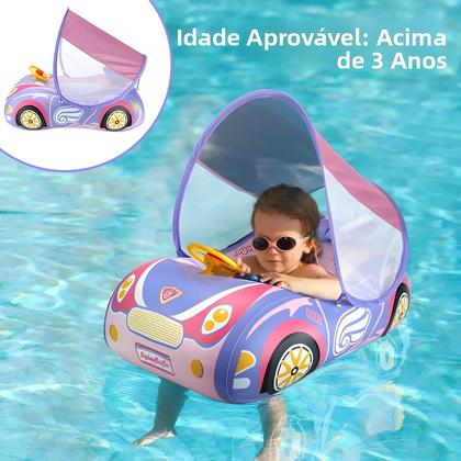 Imagem de Boia Inflável Infantil Com Assento E Toldo Para Banho E Brincadeiras Aquáticas No Verão