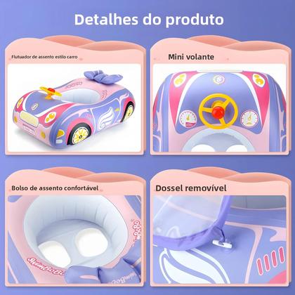 Imagem de Boia Inflável Infantil Com Assento E Toldo Para Banho E Brincadeiras Aquáticas No Verão