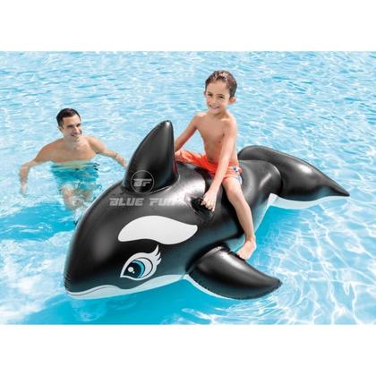 Imagem de Bóia Inflável Orca Baleia Grande com Alças Resistentes e Kit de Reparo - Intex 58561