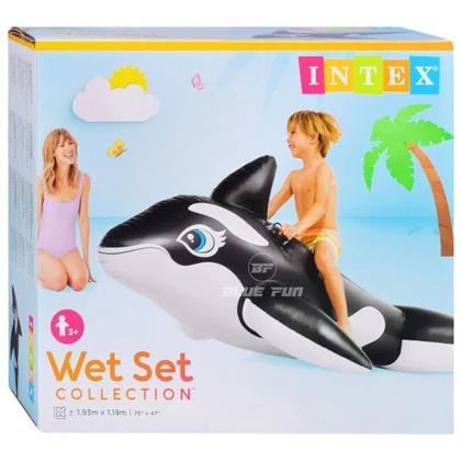 Imagem de Bóia Inflável Orca Baleia Grande com Alças Resistentes e Kit de Reparo - Intex 58561