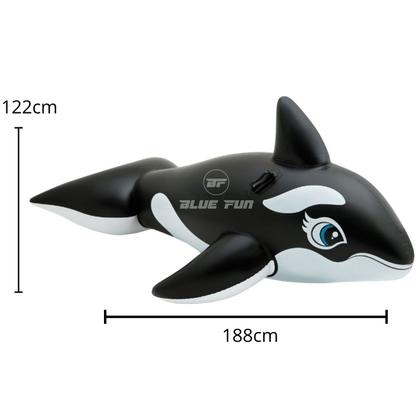 Imagem de Bóia Inflável Orca Baleia Grande com Alças Resistentes e Kit de Reparo - Intex 58561