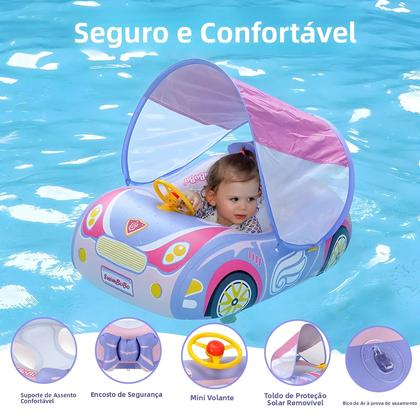 Imagem de Boia Inflável Para Crianças Com Toldo, Brinquedo Aquático Flutuante Para Bebês No Verão