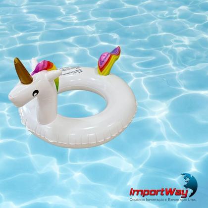 Imagem de Boia Inflável Redonda Luxo Grande Unicório 90Cm Iwbiu90