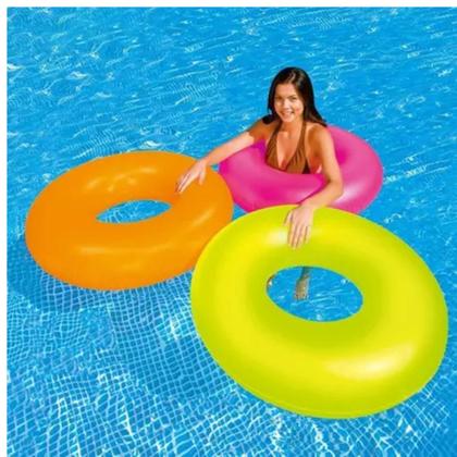 Imagem de Boia Neon 76cm Grande Redonda Inflável Piscina Praia Ferias