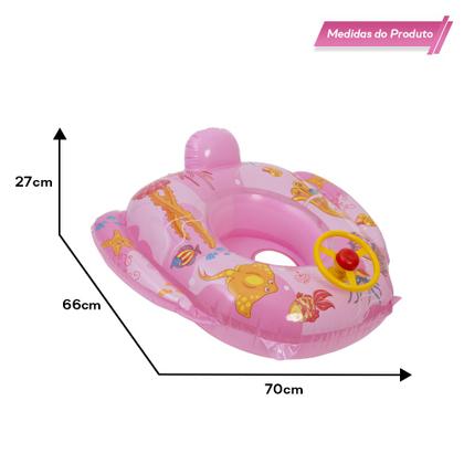 Imagem de Boia Para Bebê Fralda Infantil Com Volante E Buzina Colorida