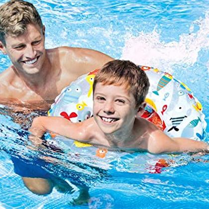 Imagem de Boia redonda infantil inflável para piscina mar. Boia divertida colorida verão 61cm Intex 59241