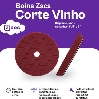 Imagem de Boina 3" Espuma Vinho Etapa de Corte - Zacs