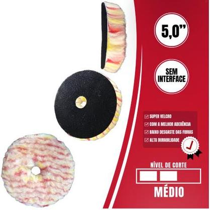 Imagem de BOINA DE LA PIRULITO C/ tiras autocolantes 5" CORTE MEDIO SEM INTERFACE 129MM