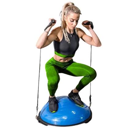 Imagem de Bola Bosu Grande Com Elastico Reabilitaçao Yoga Pilates Fisioterapia Ginastica Alongamento Treino Fitness Força Equilibrio Corpo Todo Musculaçao