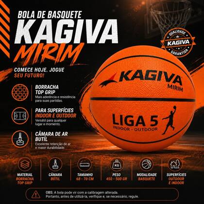 Imagem de Bola de Basquete Kagiva Mirim Liga 5 Indoor e Outdoor