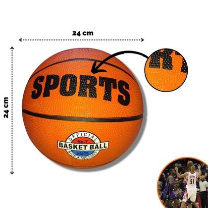 Imagem de Bola De Basquete Sports Peso Tamanho Oficial Numero 7 Basketball Quadra Laranja Treinamento Escola