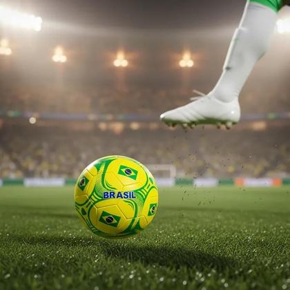 Imagem de Bola de Futebol Brasil Premium Copa 2026 Seleção Brasileira Verde Amarela Padrão 5