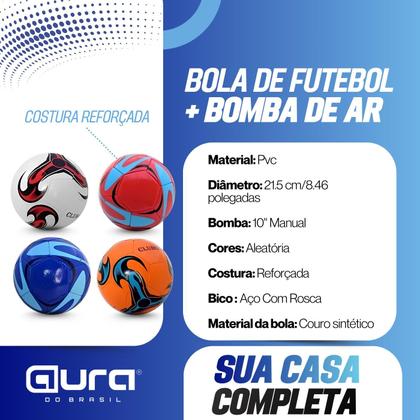 Imagem de Bola de Futebol com Bomba de Ar Manual Tamanho Oficial material sintético