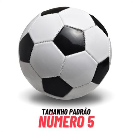 Imagem de Bola de Futebol Football Campo Quadra Society Infantil Sítio Tamanho Padrão Tradicional Preta e Branca