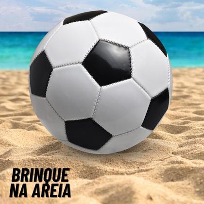 Imagem de Bola de Futebol Football Campo Quadra Society Infantil Sítio Tamanho Padrão Tradicional Preta e Branca