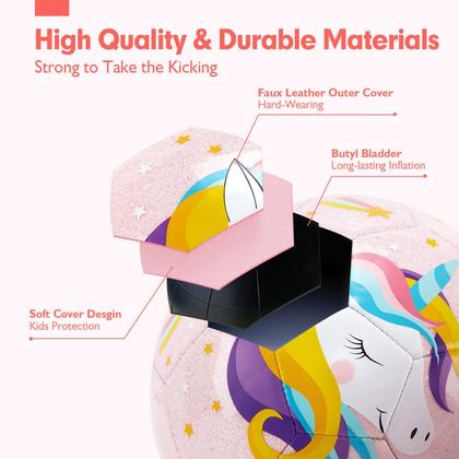 Imagem de Bola de futebol hahaland Glitter Unicorns tamanho 3 para crianças com bomba