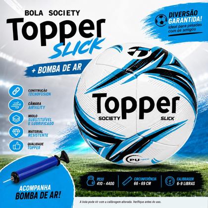 Imagem de Bola de Futebol Society Topper Slick + Bomba de Ar
