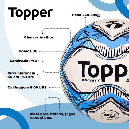 Imagem de Bola de Futebol Society Topper Slick + Bomba de Ar