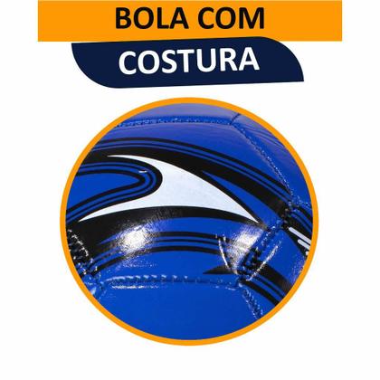 Imagem de Bola de Futebol Tamanho Oficial Número 5 Costurada material sintético Azul